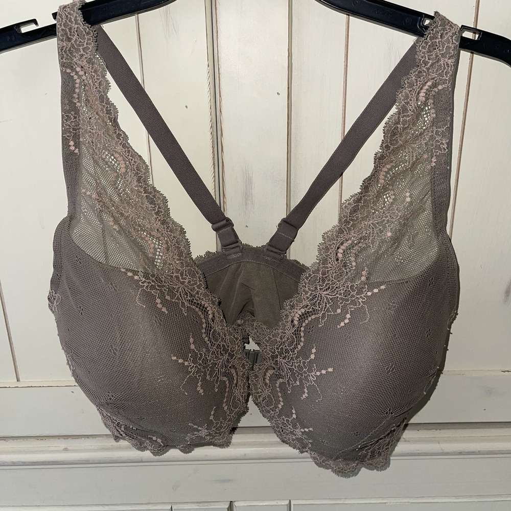 Spanx Undie-tectable Bra Front Close Mauve Taupe Lace Women's Size Medium XL